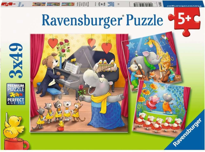 RAVENSBURGER Zvířátka na pódiu 3x49 dílků