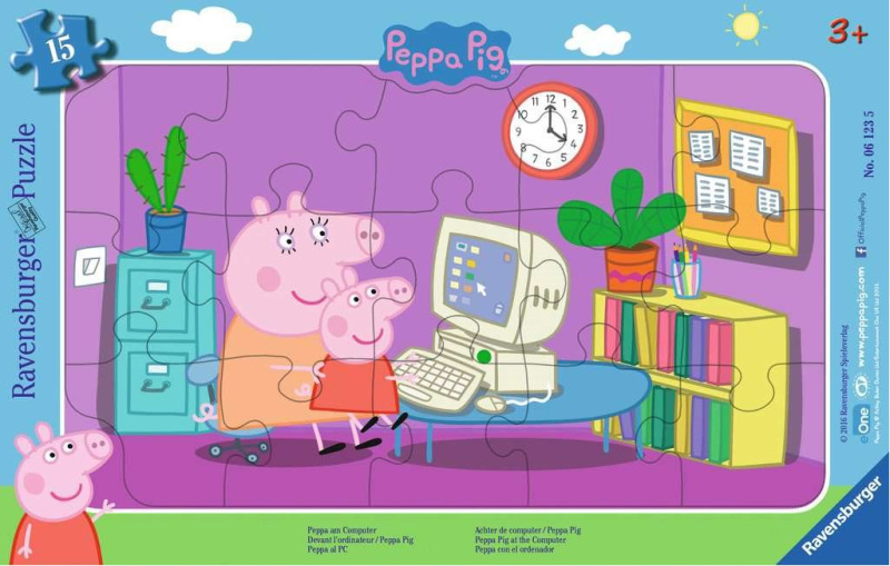 Ravensburger Frame Peppa Pig: Peppa na počítači 15 dílků
