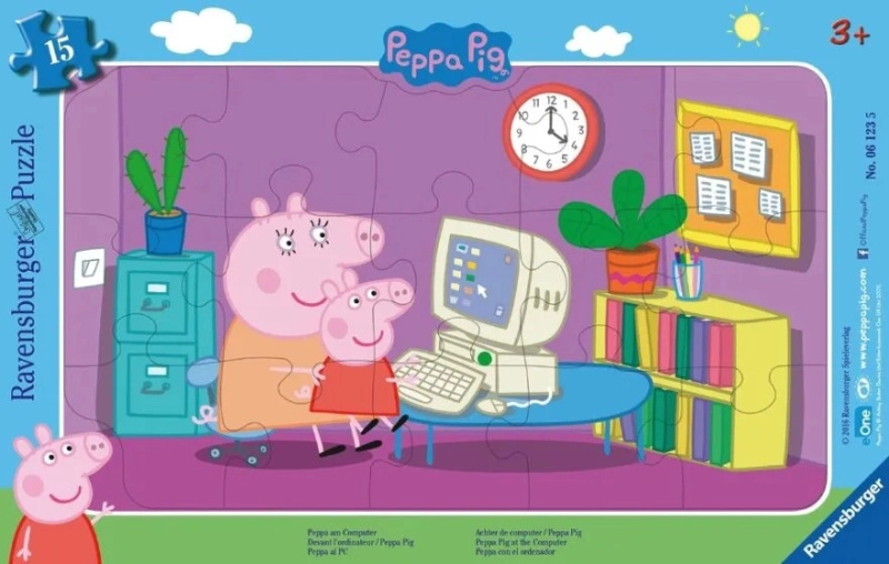 Ravensburger Frame Peppa Pig: Peppa na počítači 15 dílků