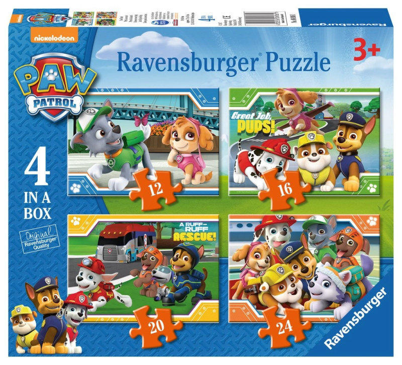 Ravensburger 070336 PAW psí patrola 4v1 12,16,20,24 dílků