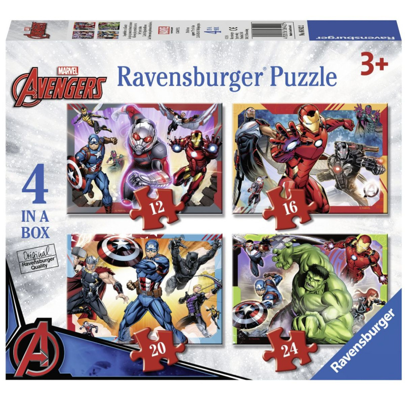 RAVENSBURGER Puzzle Avengers: Nejmocnější hrdinové země 4v1 (12,16,20,24 dílků)