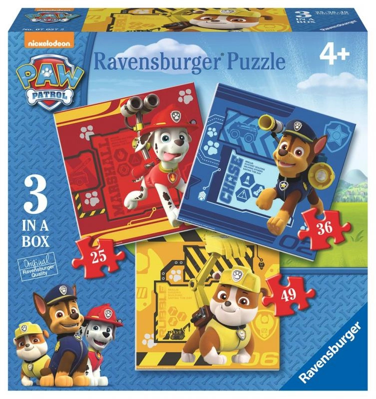 Ravensburger 3v1 Psí Tlapková Patrola 25 36 a 49 dílků