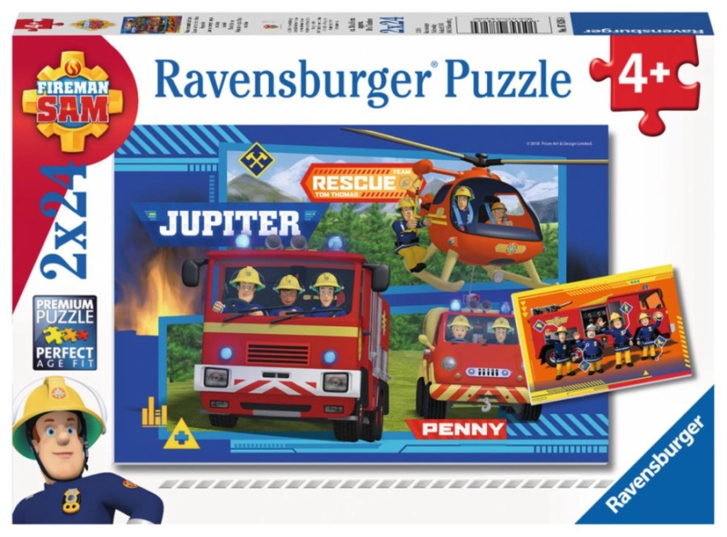 RAVENSBURGER Puzzle Požárník Sam: Výjezd 2x24 dílků