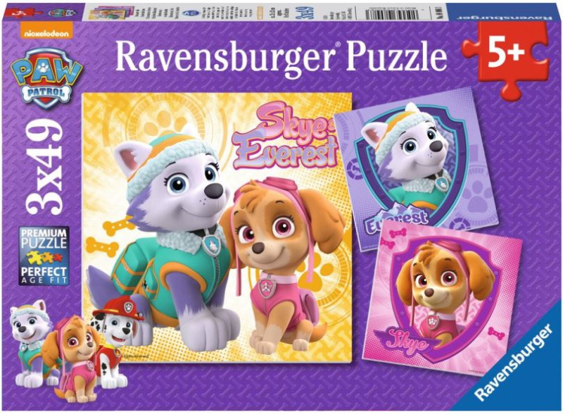 Ravensburger Tlapková patrola: Dívčí síla 3 x 49 dílků