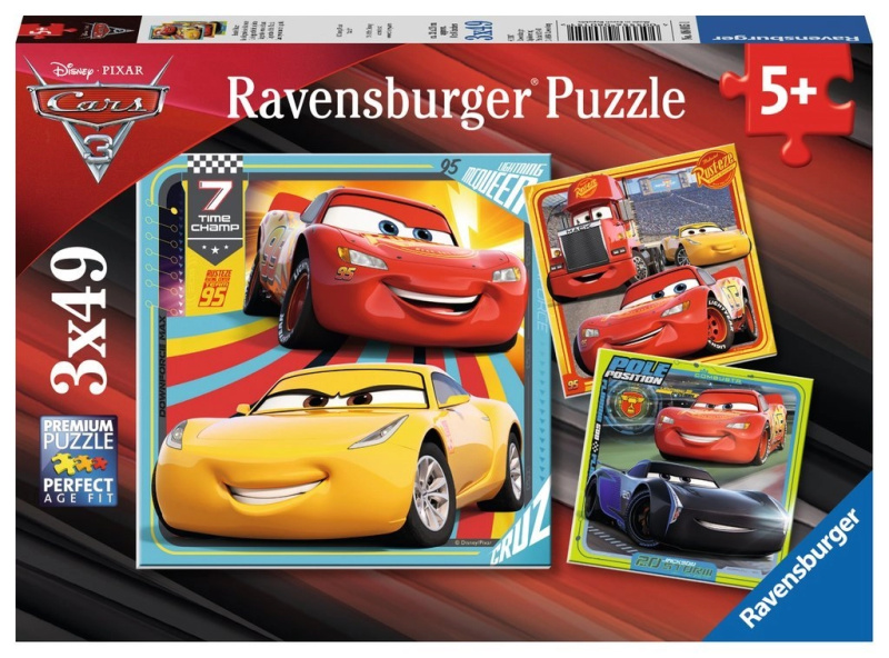 Ravensburger Disney Auta 3: Na závodech 3 x 49 dílků