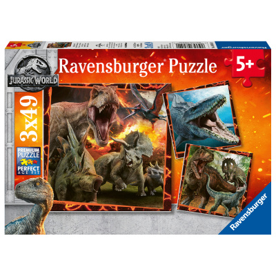 RAVENSBURGER Puzzle Jurský svět: Instinkt lovce 3x49 dílků