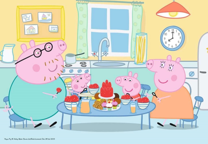 Prasátko Peppa snídá - puzzle z kategorie 15 - 60 dílků