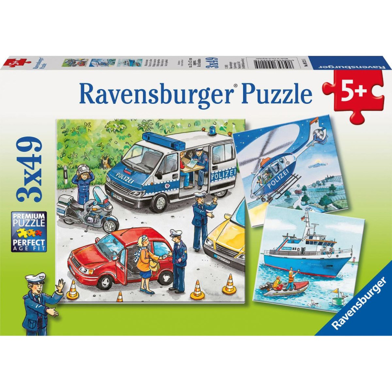 RAVENSBURGER Puzzle Policie v akci 3x49 dílků