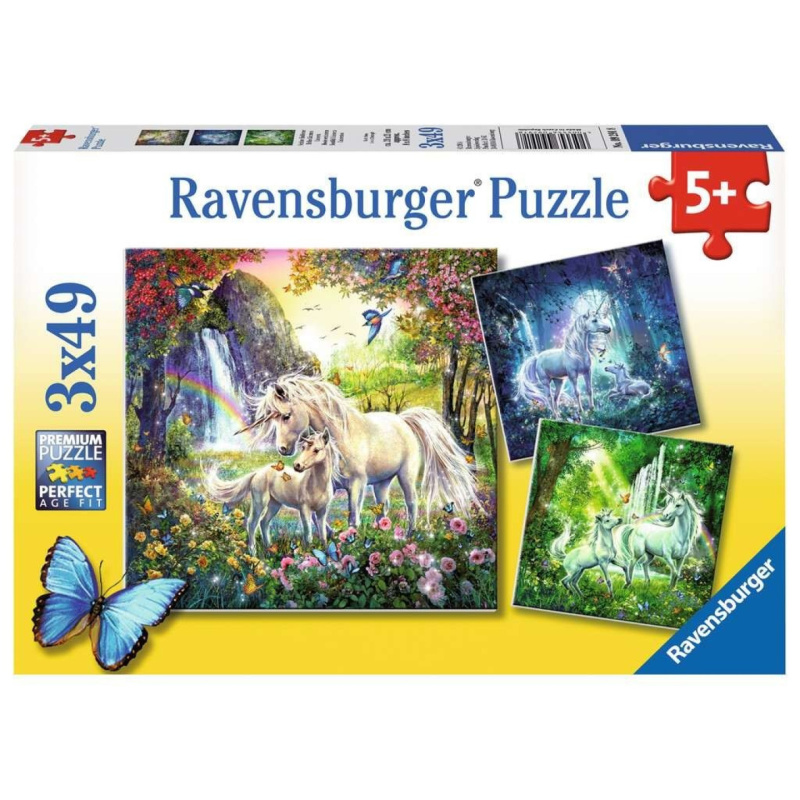 RAVENSBURGER Puzzle Nádherní jednorožci 3x49 dílků