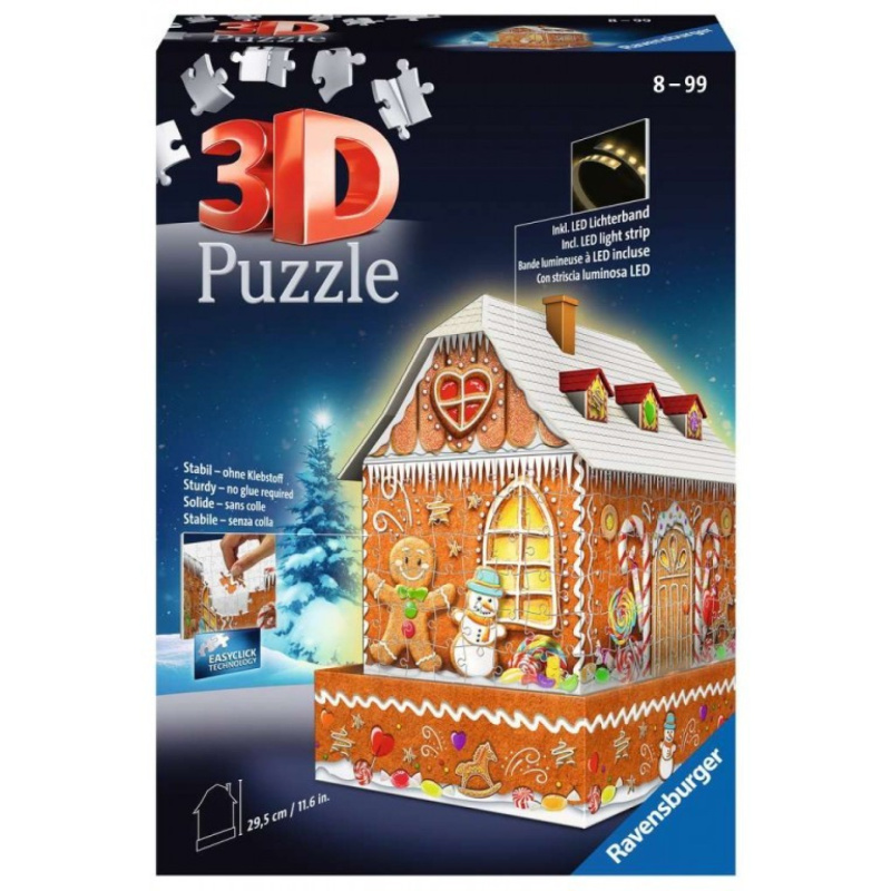 RAVENSBURGER Svítící 3D puzzle Noční edice Perníková chaloupka 216 dílků