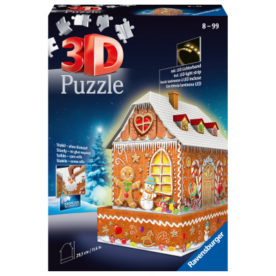 RAVENSBURGER Svítící 3D puzzle Noční edice Perníková chaloupka 216 dílků