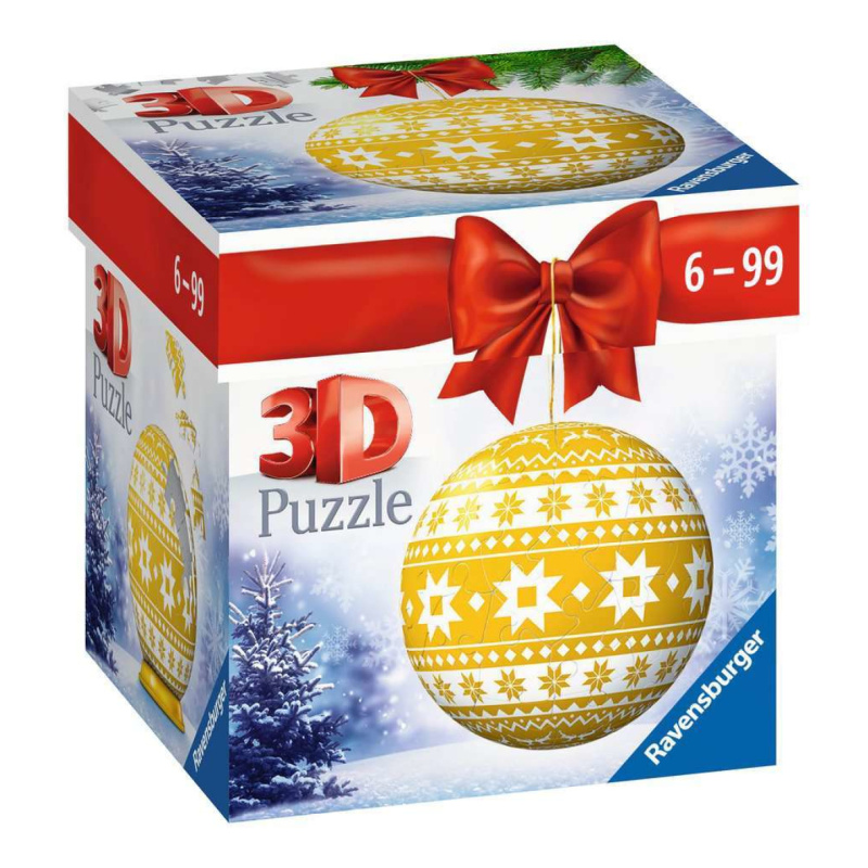 RAVENSBURGER Puzzleball Vánoční ozdoba žlutá s norským vzorem 56 dílků