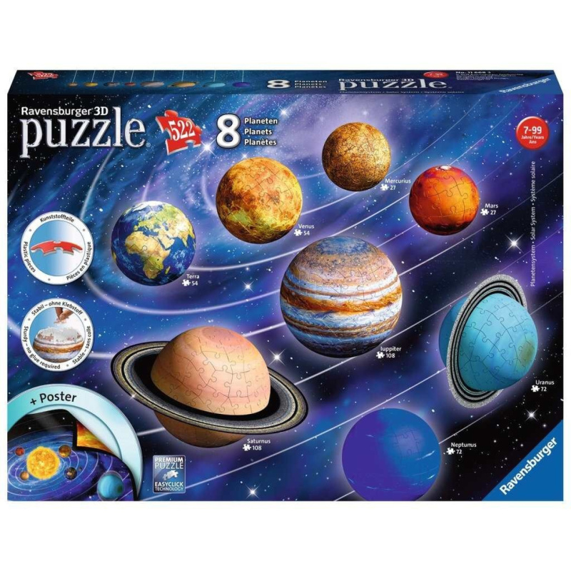 Ravensburger 3D puzzle Planetární soustava 522 ks