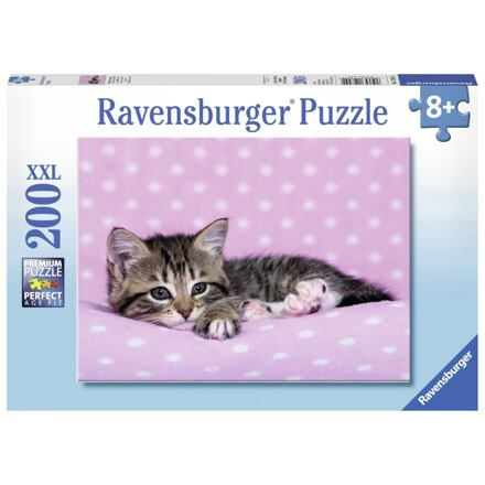 Ravensburger Roztomilé koťátko na růžové dece Puzzle 200 dílků