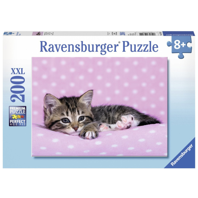 Ravensburger Roztomilé koťátko na růžové dece Puzzle 200 dílků