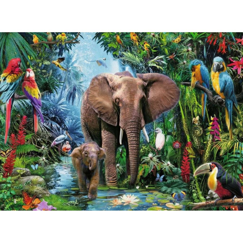RAVENSBURGER Puzzle Sloni v džungli XXL 150 dílků