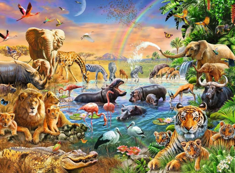 Ravensburger Zvířata u napajedla XXL 100 dílků
