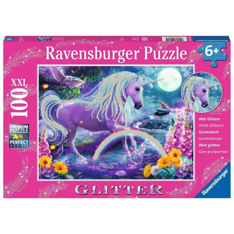 RAVENSBURGER Třpytivé puzzle Jednorožec XXL 100 dílků