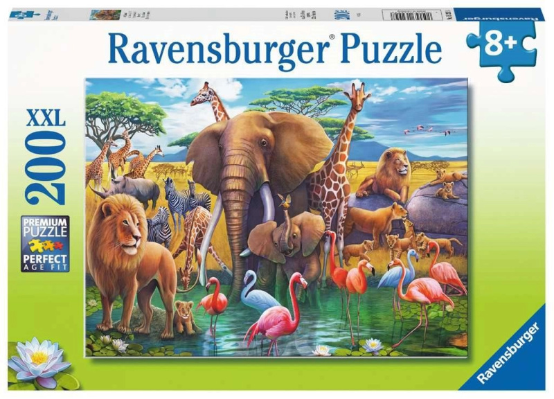 RAVENSBURGER Puzzle Zvířata u napajedla XXL 200 dílků