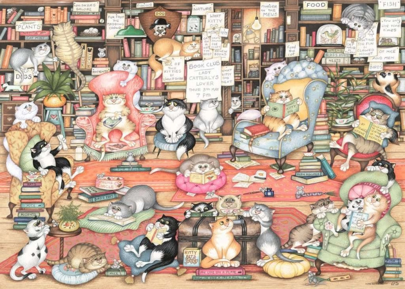 RAVENSBURGER Crazy Cats: Bingleyho knižní klub 1000 dílků