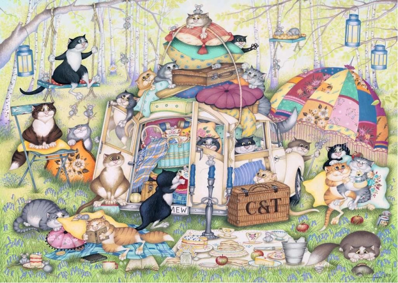 RAVENSBURGER Crazy Cats: Líné letní odpoledne 1000 dílků