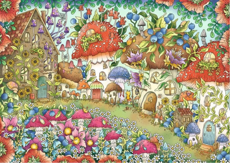 RAVENSBURGER Roztomilé houbové domečky na květinové louce 1000 dílků