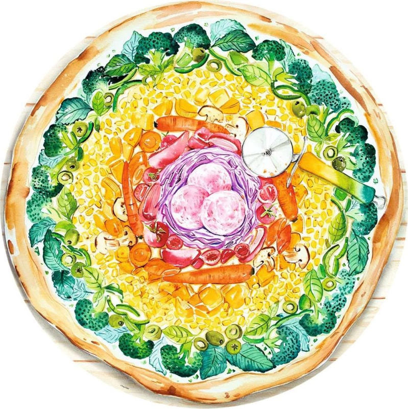 RAVENSBURGER Kulaté Kruh barev: Pizza 500 dílků