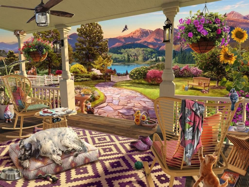 RAVENSBURGER Puzzle Útulná veranda XL 750 dílků