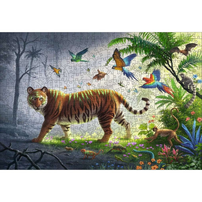 Dřevěné puzzle Tygr v džungli 500 dílků