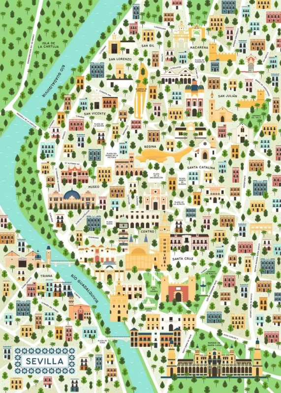 Ravensburger puzzle Mapa Sevilly 1000 dílků