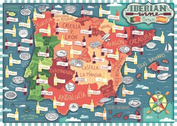 RAVENSBURGER Vinné oblasti Iberie 1000 dílků