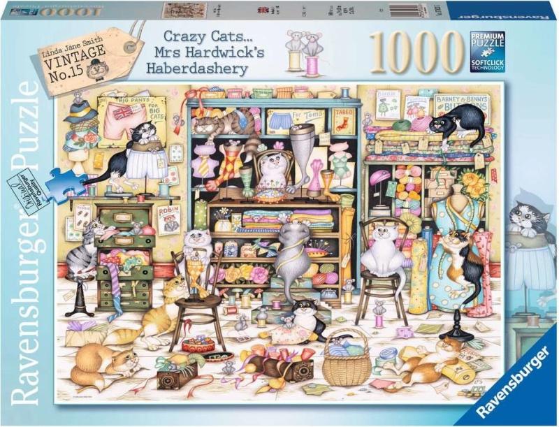 RAVENSBURGER Crazy Cats Hrátky rozdováděných koček v galanterii 1000 dílků