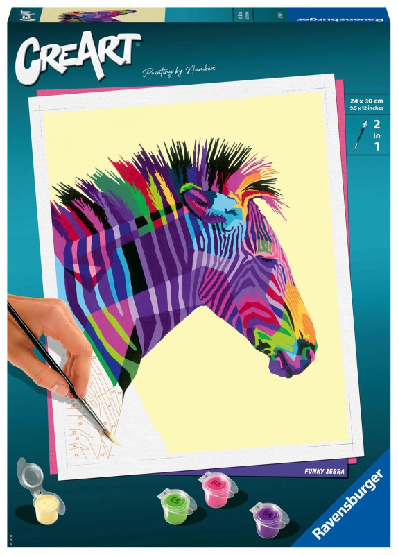 creart: malování podle čísel – funky zebra