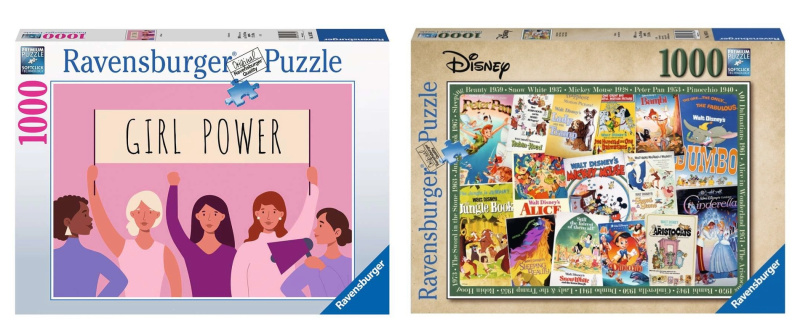 Ravensburger sada 2× puzzle 1000 dílků – Disney Vintage Movie Posters a Girl Power
