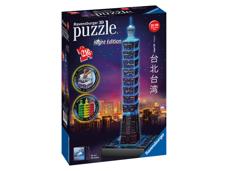 Ravensburger Svíticí 3D puzzle, 216 dílků (Taipei Tower)