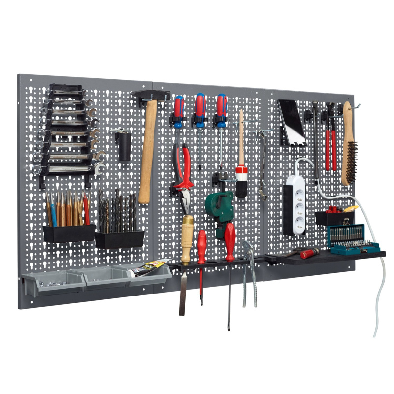 Küpper 3dílná děrovaná stěna 70108, 12 háčků, 120 x 60 cm