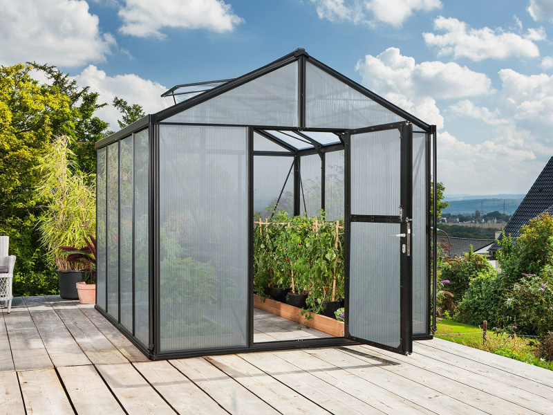 Vitavia Zahradní skleník Zeus (16 mm duté komorové panely, cca 8,1 m², černá)