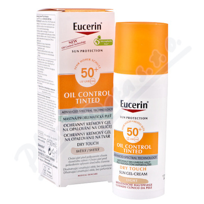 Eucerin Sun Oil Control Tinted krémový gel na opalování SPF 50+ odstín Light 50 ml