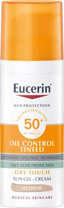 Eucerin Sun Oil Control Tinted krémový gel na opalování SPF 50+ odstín Light 50 ml