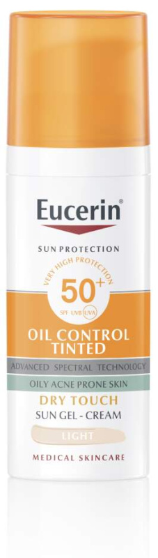 Eucerin Sun Oil Control Tinted krémový gel na opalování SPF 50+ odstín Light 50 ml