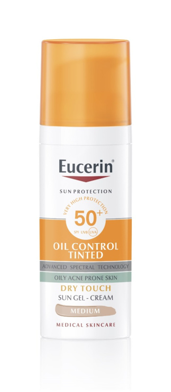 Eucerin Sun Oil Control Tinted krémový gel na opalování SPF 50+ odstín Medium 50 ml