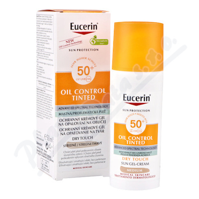 Eucerin Sun Oil Control Tinted krémový gel na opalování SPF 50+ odstín Medium 50 ml