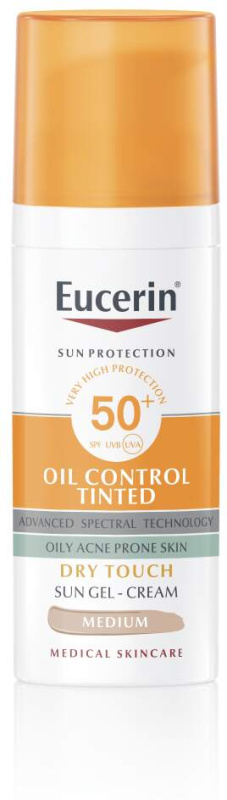 Eucerin Sun Oil Control Tinted krémový gel na opalování SPF 50+ odstín Medium 50 ml