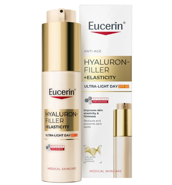 EUCERIN Hyaluron-filler elasticity ultra lehký denní krém SPF50 50 ml