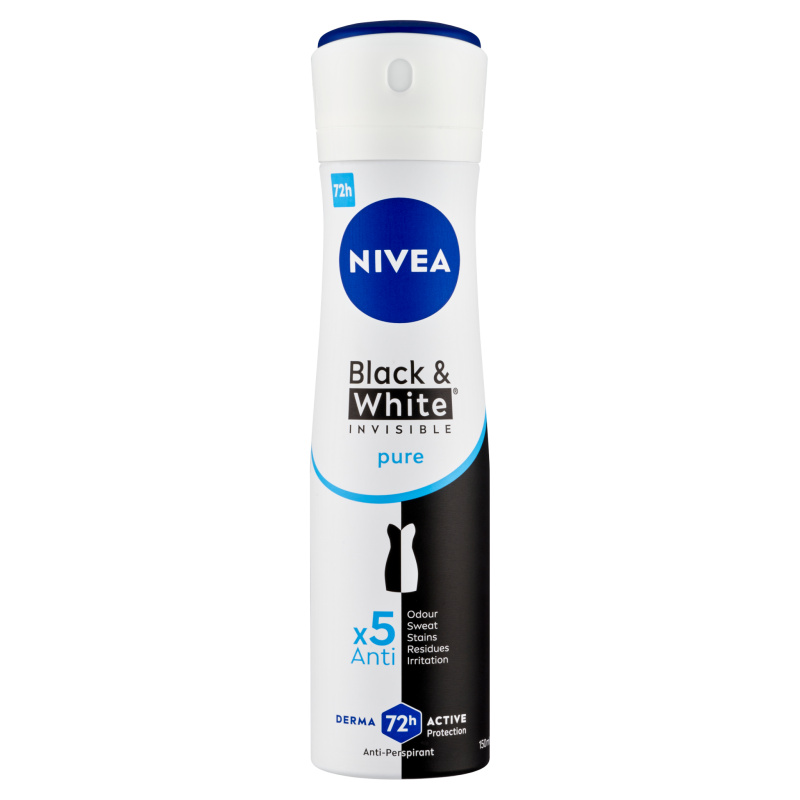 NIVEA Invisible Black & White Pure antiperspirant ve spreji pro ženy 150 ml