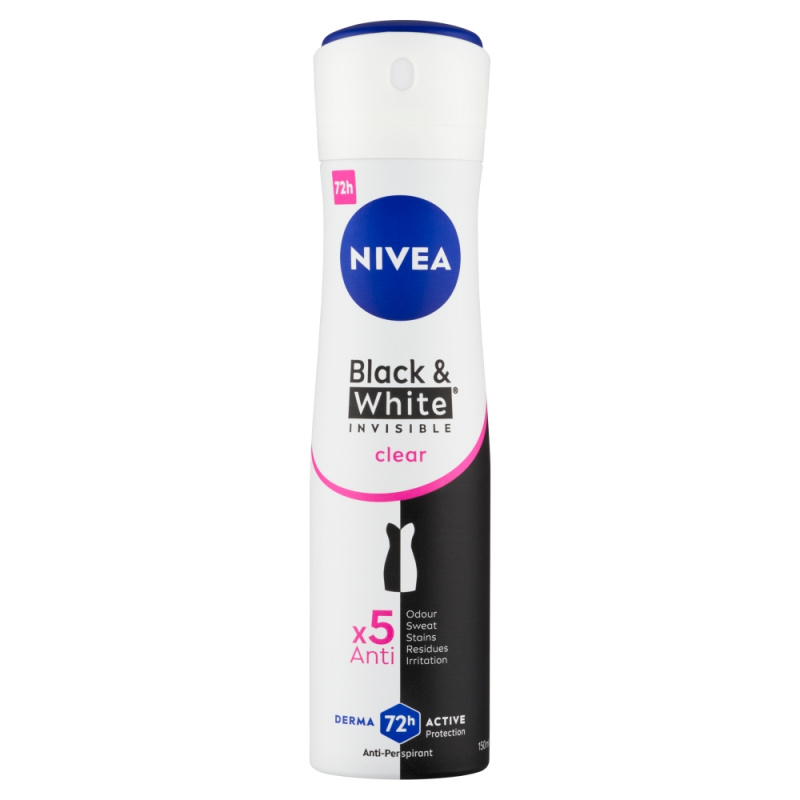 NIVEA Invisible Black & White Clear antiperspirant ve spreji pro ženy 150 ml