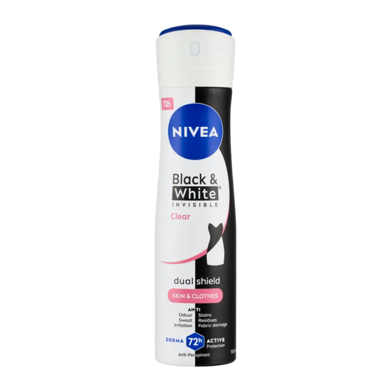 NIVEA Invisible Black & White Clear antiperspirant ve spreji pro ženy 150 ml