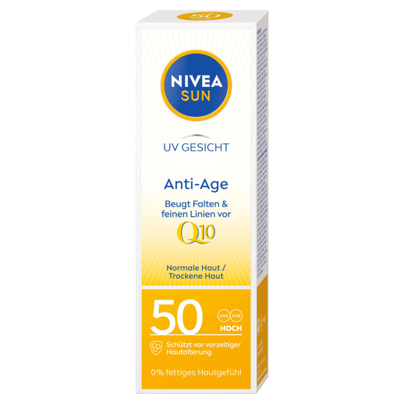 NIVEA SUN pleťový krém na opalování proti vráskám Q10 SPF 50 50 ml