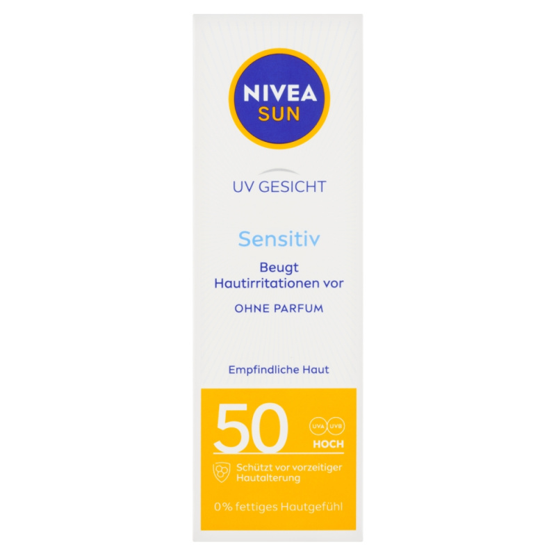 NIVEA SUN Sensitive ochranný pleťový krém pro citlivou pleť SPF 50 50 ml
