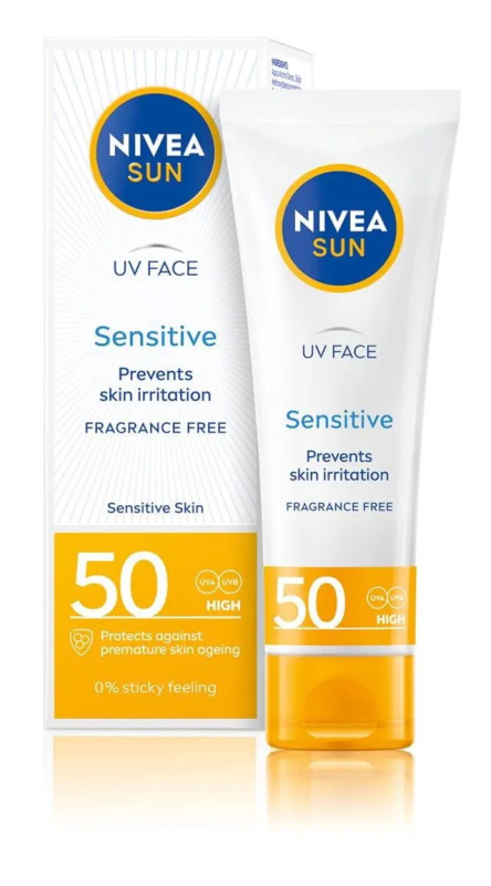 NIVEA SUN Sensitive ochranný pleťový krém pro citlivou pleť SPF 50 50 ml